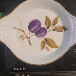 Crown Purple and Gold Plum Serving Dish
